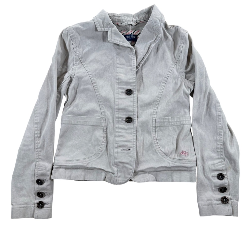 Duck Head Jeans Co Kids Tan Cotton Twill 3-Button Blazer Jacket Size S 7